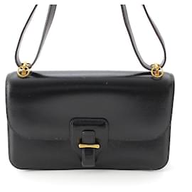 Hermès-Sac à épaule en box calf noir Hermes Dolly-Noir