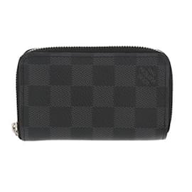 Louis Vuitton-Porte-monnaie Zippy Damier Graphite Louis Vuitton-Marron,Noir