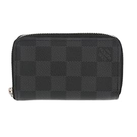 Louis Vuitton-Porte-monnaie Zippy Damier Graphite Louis Vuitton-Marron,Noir