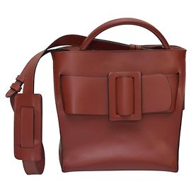 Bolsa de ombro em couro de bezerro BOYY Devon 21 com fivela decorativa. Marrom