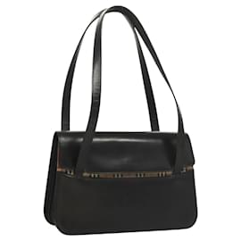 Autre Marque-Burberrys Shoulder Bag Leather Black Silver Auth BA1658-Black,Silvery