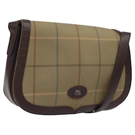 Autre Marque-Burberrys Nova Check Shoulder Bag Canvas Brown Gold Auth BA1556-Brown,Golden