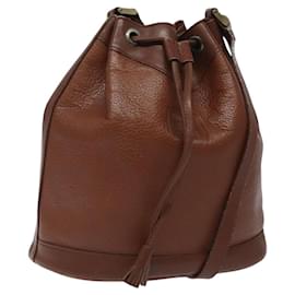 Autre Marque-Burberrys Shoulder Bag Leather Brown Gold Auth hk2525-Brown,Golden