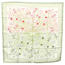 Hermès-HERMES Carre 90 Scarf ""OEillets sauvages et autres Caryophyllees"" Auth sw339-Green