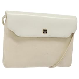 Givenchy-GIVENCHY Shoulder Bag Leather White Gold Auth BA1549-White,Golden