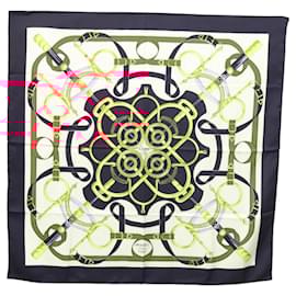 Hermès-HERMES Carre 90 Scarf ""Eperon d'or"" Silk Navy Auth sw341-Navy blue