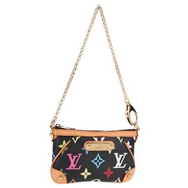 LOUIS VUITTON Multicolor Pochette Mira PM Pouch Black M60099 LV Auth EC1036SM Black