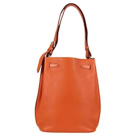 Hermès-HERMES Togo Sokelly Couverture de Note en Cuir Orange Argent Auth nb488M-Argenté,Orange