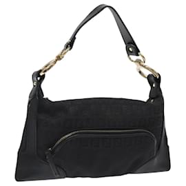 Fendi-Sac à main en toile Zucchino FENDI noir et or Auth yk18069-Noir,Doré