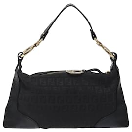 Fendi-Sac à main en toile Zucchino FENDI noir et or Auth yk18069-Noir,Doré