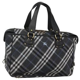 BURBERRY Nova Check Blue Label Tote Bag Wool Blue Auth 116491 Blue