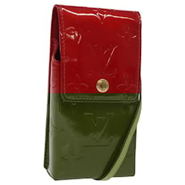 Louis Vuitton-LOUIS VUITTON Monogram Vernis Green Cigarette Case Red M91155 LV Auth hk2448-Red