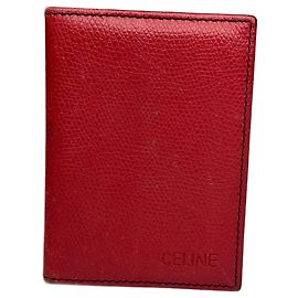 Céline Vintage Celine Paris Leather Card Holder red Red