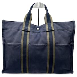 Hermès-Sacs à main HERMES T. Coton-Bleu Marine