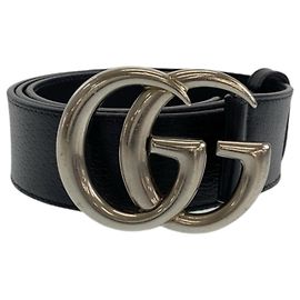 Gucci Marmont GG Logo Black Leather Belt Black