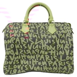 Louis Vuitton-Louis Vuitton Monogram Graffiti Speedy Boston Bag-Brown,Fuschia