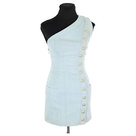 Balmain Vestido de algodón azul Azul