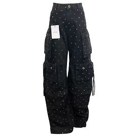Jeans cargo de denim negro con tachuelas Fern de The Attico Negro