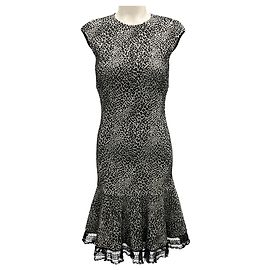 Behnaz Sarafpour Black / White Leopard Print Knit Dress Black