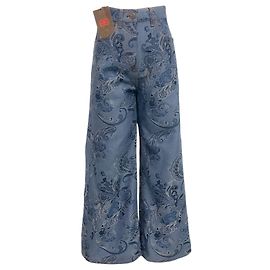 Jeans de pierna ancha de denim estampado paisley azul Etro Azul