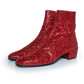 Saint Laurent Rote Glitzer-Stiefel mit Reißverschluss Caleb Rot
