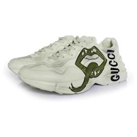 Gucci-Rhyton trainers with mouth print in beige-Brown,Beige
