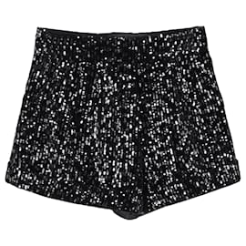Maje-Maje High-Rise Shorts in Black Sequins-Black