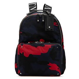 Valentino Garavani Mochila de nylon e couro Rockstud camuflada Valentino Azul