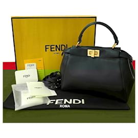 Fendi-Fendi Peekaboo Leather 2way Bag-Black