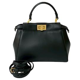 Fendi-Fendi Peekaboo Leather 2way Bag-Black