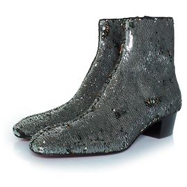Christian Louboutin Huston glitter boots in silver Silvery Metallic