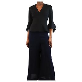 Roksanda Black v-neck peplum top - size UK 6 Black