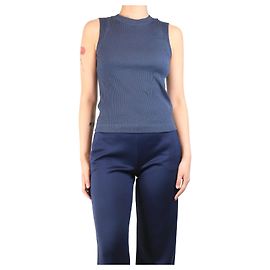 Brunello Cucinelli Blau geripptes Baumwoll-Top - Größe M Blau