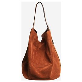 Totême Brown Belted suede tote bag Brown