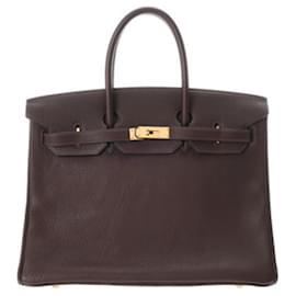 Hermès-Sac à main Hermes Birkin 35 Chocolat Z Stamp-Chocolat