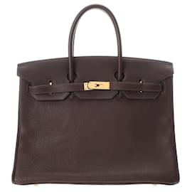 Hermès-Sac à main Hermes Birkin 35 Chocolat Z Stamp-Chocolat