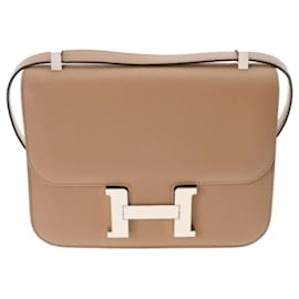 Hermès-Sac à épaule Hermes Constance 24 Miroir Chai U Stamp-Blanc
