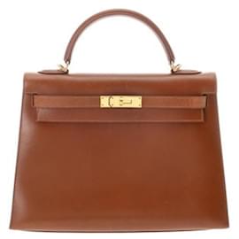 Hermès-Sac à main Hermes Kelly 32-Noisette