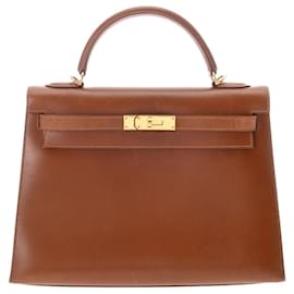 Hermès-Sac à main Hermes Kelly 32-Noisette