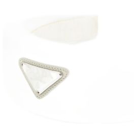 Faixa de Cabeça Triangle em Nylon Tessuto Prada Branco