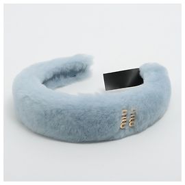 Diadema de piel azul claro Miu Miu Azul claro