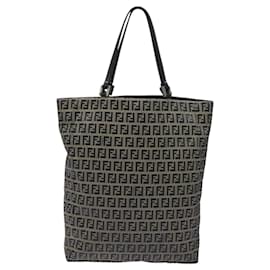 Fendi-Sac à main en toile Zucchino FENDI bleu marine Auth 121908-Bleu Marine