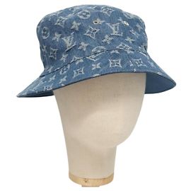 LOUIS VUITTON Monogram Denim Bucket Hat Blue M78772 LV Auth ki5688 Blue