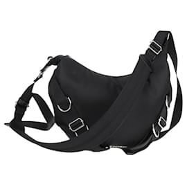 Givenchy-GIVENCHY Shoulder Bag Nylon Black Silver Auth nb494M-Black,Silvery
