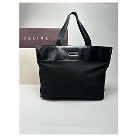 Céline Vintage Celine Canvas Lackleder Tasche schwarz Schwarz