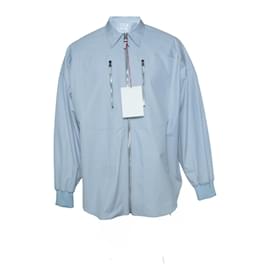 Alexander Mcqueen-Alexander McQueen, Light blue shirt jacket with zipper-Blue
