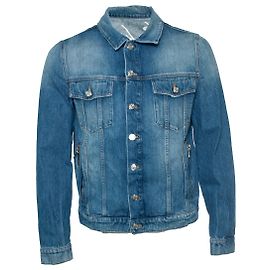 Balmain, Rockstar logo blue denim jacket Blue