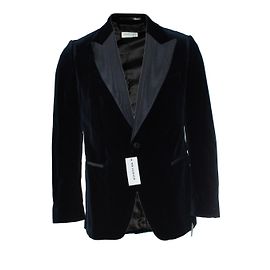 Navyblaues Samtblazer von Dries van Noten Blau