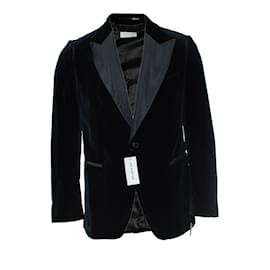 Dries Van Noten-Dries van Noten, Navy blue velvet blazer-Blue