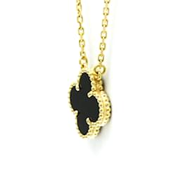 Van Cleef & Arpels-Van Cleef & Arpels Vintage Alhambra Onyx Necklace-Golden